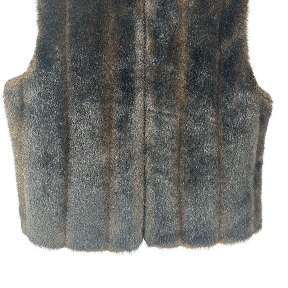 Faux Fur Vest Brown Preston York Full Zip Womens Size M Classic Mock Neck Lined - Picture 4 of 11